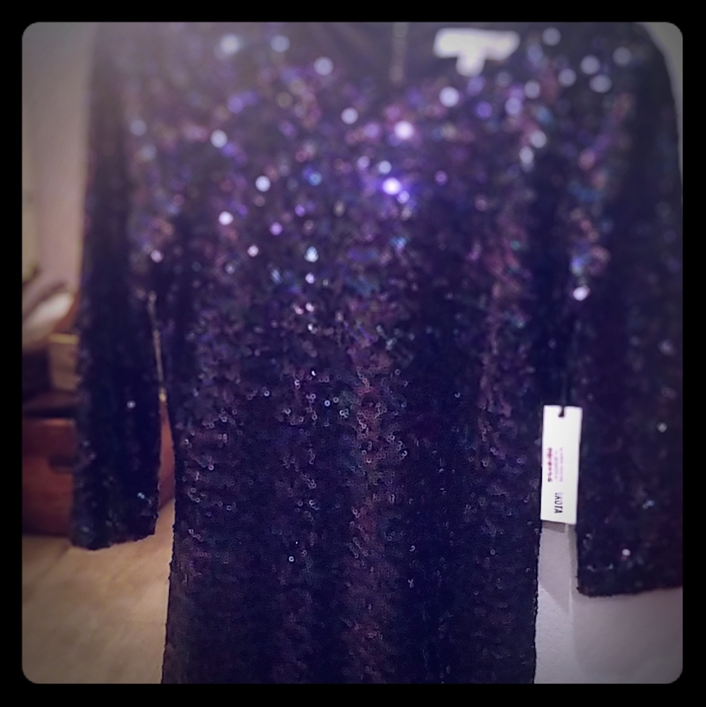 Navy sequins mid fitting dress